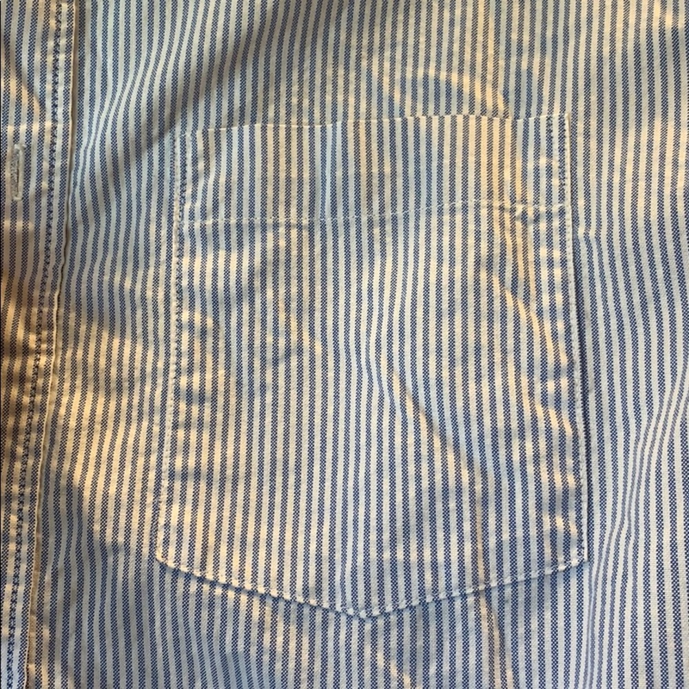 Standard fit blue and white stripped button down